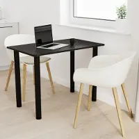 AKKE Stein Black Fosil Tisch mit schwarze beine LxBxH: 80x60x74 cm