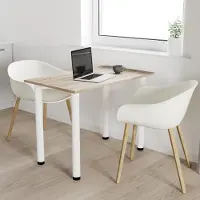 AKKE Trüffel Esstisch mit weiße beine LxBxH: 50x50x74 cm