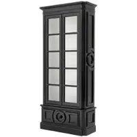 Casa Padrino Luxus Vitrine Schwarz / Weiß 113 x 46 x H. 240 cm - Massivholz Vitrinenschrank - Wohnzimmerschrank mit 2 Glastüren und Schublade - Luxus Qualität