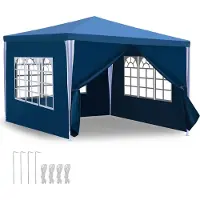 Fiqops Faziango 3 x 3m Pavillon Wasserdicht Gartenzelt, Pavillons & Partyzelte Festzelt mit 4 Seiten für für Camping / Garten / Hochzeit / Strand, blau