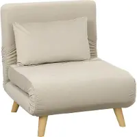 Fortuna Lai Schlafsessel, Klappsessel mit Bettfunktion, Zierkissen, klappbarer Relaxsessel mit Verstellbarer Rückenlehne in Samtoptik, für Wohnzimmer, Beige