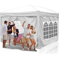 TolleTour Faltpavillon 3 x 3m Pavillon Faltbar Gartenzelt, UV-Schutz 50+ Pavillons & Partyzelte Festzelt mit 4 Seiten weiß