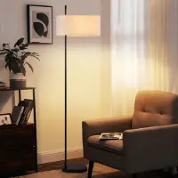 ZMH Stehlampe Wohnzimmer Vintage Stehleuchte E27 Standlampe Schlafzimmer Retro Regallampe 1 Flammig Stoffschirm Fußschalter für Sofa Landhaus Küche