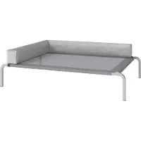 Fortuna Lai Hundeliege Outdoor, Erhöhtes Hundebett für Mittelgroße Hunde, mit L-förmige Kissen 110x75x30cm, Hellgrau