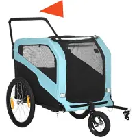 Fortuna Lai 2-in-1 Hundeanhänger, Fahrradanhänger für Hunde, Hundewagen mit Reflektoren, Hundebuggy max. 30 kg, Oxford-Gewebe, Blau