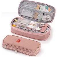 ASKSA Federmäppchen Grossem Pencil Case Fassungsvermögen Schrein Stifttasche Organizer for Studentin Mädchen, Dunkelpink