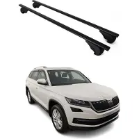 Omtec Dachträger Grundtäger für Skoda Kodiaq 2016-2024 75kg Metall Schwarz 2 tlg