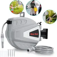 TolleTour Schlauchaufroller Wasser Wand-Schlauchbox Schlauchtrommel mit 3/4" Zoll Wandhalterung 20m mit 9 Schlauchdüsenmuster