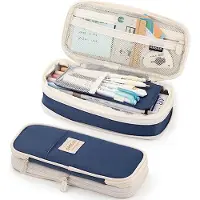 ASKSA Federmäppchen Grossem Pencil Case Fassungsvermögen Schrein Stifttasche Organizer for Studentin Mädchen, Blau