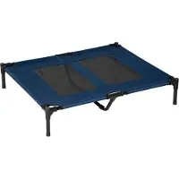 Fortuna Lai Hundebett Hundeliege Outdoor Katzenbett 91,5x76,2x18cm aus Metall & 600D Oxford-Gewebe in Blau für komfortablen Schlafplatz