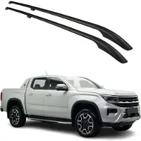 Omtec Dachreling Relingträger für VW Amarok 2022-2024 Double Cab Alu Schwarz 2 tlg