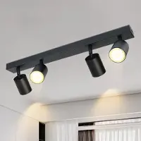 ZMH LED Deckenleuchte Schwarz Deckenstrahler: GU10 Deckenlampe Spots 4 Flammig 330°Schwenkbar Deckenspots Modern Flurlampe Ohne Leuchtmittel