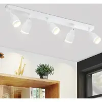 ZMH LED Deckenleuchte 5 Flammig Weiß Vintage Verstellbar GU10 Schwenkbar Esszimmer Deckenspots für Kinderzimmer Industrial Ohne Leuchtmittel