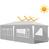 Fiqops Faziango Partyzelt Pavillon Komplettset mit Dach, Seitenwänden, Reißverschluss & Erdnägeln 3x6m Weiß