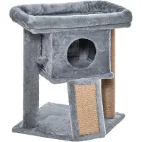 Fortuna Lai Kratzbaum mehrstufig 57H cm mit Katzenhöhle Liegeplattform Spielball für kleine Katzen in Hellgrau