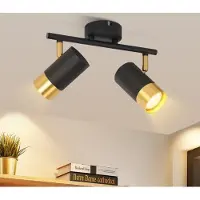 ZMH Deckenstrahler Schwarzgold GU10 - 2 Flammig Küchenlampe 350°Drehbar Wandstrahler Vintage Flur Spot Industrial Strahler Ohne Leuchtmittel