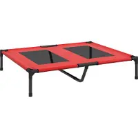 Fortuna Lai Erhöhtes Hundebett Haustierbett 92x76x18cm Outdoor Hundeliege atmungsaktiv für große Hunde Camping Oxford Rot