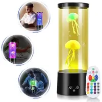 Yakimz LED Quallen Nachtlichter Stimmungslampe Nachtlicht Lava Lampe RGB Tischlamp Büro Künstliche