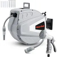 TolleTour Druckluftschlauchtrommel Schlauchaufroller 30m automatik Aufroller 8 bar 1/4" Anschluss mit Multifunktionale Wasserspritzpistole Druckluftschlauch Wandschlauchhalter Schlauchaufroller
