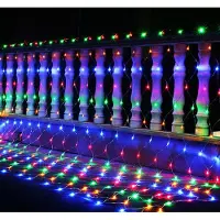 TolleTour LED Lichternetz Deko Lichtervorhang Lichterkette Hochzeit Lichterketten Fenster Beleuchtung 8 Modi für Weihnachten Party Innen RGB 4.5x1.6M