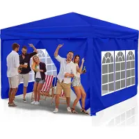 TolleTour Faltpavillon 3 x 3m Pavillon Faltbar Gartenzelt, UV-Schutz 50+ Pavillons & Partyzelte Festzelt mit 4 Seiten Blau