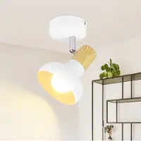 ZMH Deckenstrahler 1 Flammig Deckenleuchte Vintage Deckenlampe Weiß Flur Strahler Industrial Metall Deckenspots E14 Retro Innen 350°Schwenkbar Spots für Schlafzimmer Wohnzimmer(Ohne Leuchtmittel)
