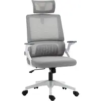 SUGIFT Bürostuhl ergonomisch mit Kopfstütze, Schreibtischstuhl Mesh, Homeoffice-Stuhl höhenverstellbar, Grau | 60×61×121,5 cm | Netzrücken