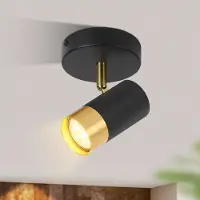 ZMH Deckenstrahler 1 Flammig Deckenspots GU10 Küchenlampe Schwarzgold 350° Drehbar Wandstrahler Vintage Flur Flurlampe Retro (Ohne Leuchtmittel)