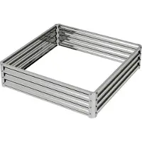 Fortuna Lai Hochbeet, Blumenkasten, Gemüsebeet, Pflanzkasten, Kräuterbeet für Garten, Terrasse, Balkon, Stahl, Silber, 120 x 120 x 30 cm