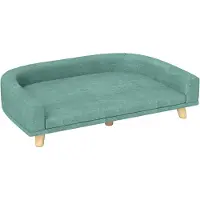 Fortuna Lai Hundesofa Komfortables Haustiersofa mit Kissen für große Hunde, erhöhtes Design mit Holzbeinen, Grün 98x67x25cm