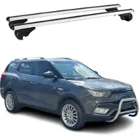 Omtec Dachträger Grundtäger für SsangYong XLV 2016-2019 75kg Alu Silber 2 tlg