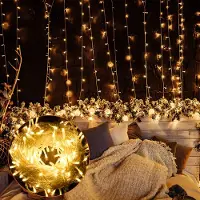 Yakimz LED lichterkette Lichtervorhang Deko Vorhanglichtermit 200 LED 8 Lichtmodi USB Lichterkette Beleuchtung für Weihnachten-IP44 Warmweiß