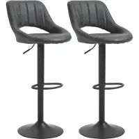 HOMCOM Barhocker-Set, 2 Hocker, Küchenhocker, Lederoptik, drehbar mit Fußstütze