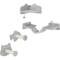 Fortuna Lai Katzentreppen-Set, 4-teilig, Kratzmöbel mit Sisal-Stufen, doppelter Plattform, Hellgrau/Cremeweiß
