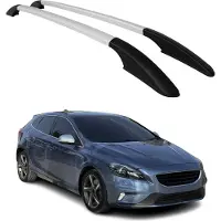 Omtec Aluminium Dachreling Relingträger für Volvo V40 2012-2019 Silber 2x