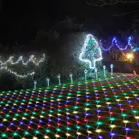 TolleTour 4.5x1.6M LED Lichternetz Bunt Lichterkette Weihnachtsbeleuchtung Lichtervorhang Innen Deko Weihnachtslicht 8 Modi