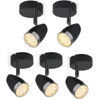 ZMH LED Deckenstrahler 1 Flammig 5er Modern 4W Schwarze schwenkbar 350° Deckenleuchte Warmweiß 3000 K für Küche Wohnzimmer Esszimmer Flur