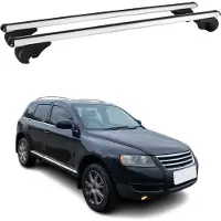 Omac Dachträger Grundtäger für VW Touareg mk1 2002-2010 75kg Aluminium Silber 2tlg