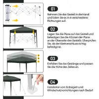 TolleTour Pavillon 3 x 3m Pop Up Faltpavillon Faltbar Gartenzelt, UV-Schutz 50+ Pavillons Partyzelte Festzelt für Camping / Garten / Hochzeit / Strand, ohn Seiten Blau