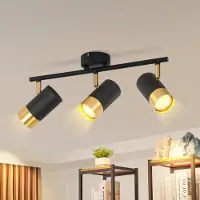 ZMH Deckenstrahler 3 Flammig Deckenspots GU10 Küchenlampe 350°Drehbar Wandstrahler Schwarzgold Vintage Strahler Flur Industrial Spot Ohne Leuchtmittel