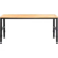 SucceBuy Werkbank mit verstellbarer Höhe, 61" L x 20" B, Werkbanktisch mit Steckdose
