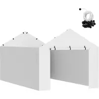 SucceBuy Ersatz-Überdachung für Carport-Seitenwände, 3 x 6 m, strapazierfähige, wasserdichte Plane mit UV-Schutz, einfache Installation mit Spanngurten, Garagenzelt-Unterstand, weiß