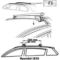 Aurilis Dachträger Relingträger Trek kompatibel mit für Hyundai Ix35 (Steilheck 5 Türer) ab 2010 Aluminium