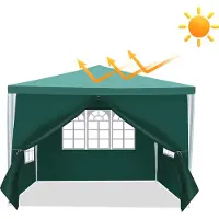 TolleTour Pavillon Partyzelt mit 3 Seitenwänden Reißverschlusstür Fenster 3x3m, Grün