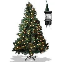Yakimz Künstlicher Weihnachtsbaum mit Beleuchtung ,LED Tannenbaum für Weihnachten-Dekoration, Feuerbeständig,Christbaum 1200 Spitzen PVC Nadeln, grün,210cm