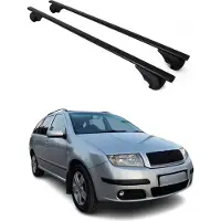 Omac Dachträger Grundtäger für Skoda Fabia mk1 Kombi 1999-2007 75kg Metall Schwarz 2x