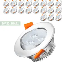 Peviasot 20X 3W LED Strahler Spot Einbaustrahler Deckenstrahler Deckenspot 230V 245lm Warmweiß Einbauspot Einbauleuchte Deckeneinbauleuchte
