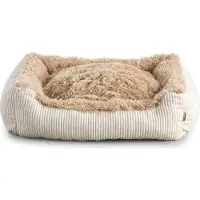 POOM Hundebett Shaggy – Weiches, waschbares Hundekissen für große Hunde mit Farb- und Größenwahl (S - 65x55, Beige)
