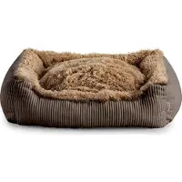 POOM Hundebett Shaggy – Weiches, waschbares Hundekissen für kleine Hunde mit Farb- und Größenwahl (XXL - 110x90, Braun)