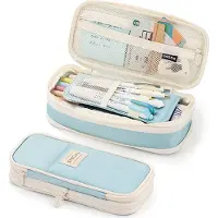 ASKSA Federmäppchen Grossem Pencil Case Fassungsvermögen Schrein Stifttasche Organizer for Studentin Mädchen, Hellblau